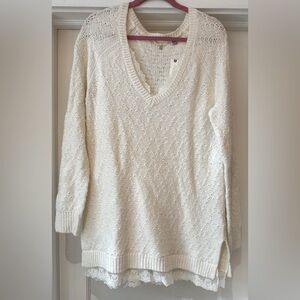ANTHROPOLOGIE Knitted And Knotted Ivory Lace Betten Sweater - Size: L - NWT!